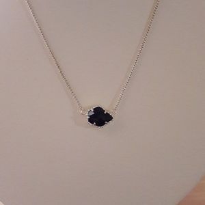 Tess Gold Pendant Necklace Black Opaque Glass
